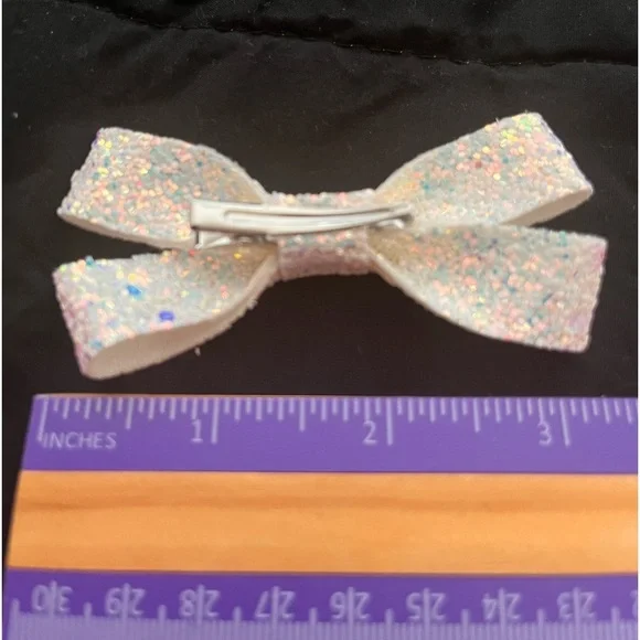 Handcrafted Hair bow Set - 2 Glitter hair bows - Little Girls or Cheer